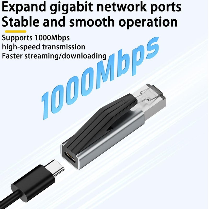 Ethernet To Usbc Adapter, 1000mbps Network Portable Converter, Usb Computer Network Adapters Supports Multiple Major Operating Systems - Image 4